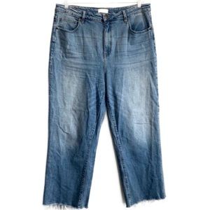 Oliver Logan Frayed Hem Straight Leg High Waist Jeans